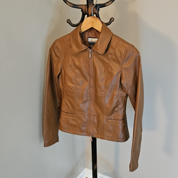 Wet Seal Jackets & Blazers - VINTAGE Wet Seal Brown Pleather Jacket